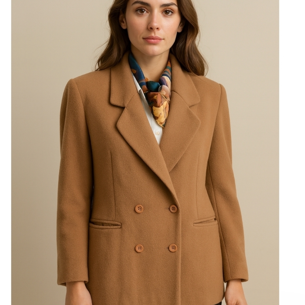 Morani | Vintage Camel Tan Wool Double Breasted Jacket